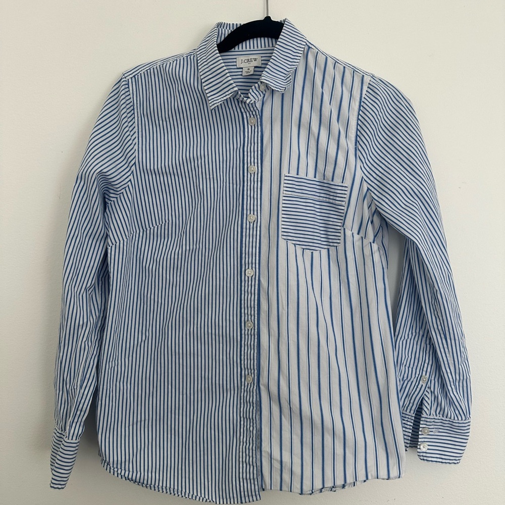 J. Crew Men's Dual Stripe Blue Shirt